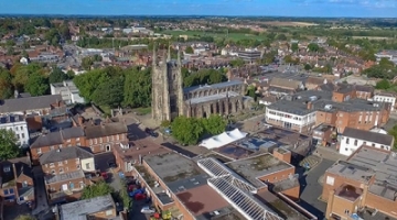 An aerial image of St Editha's Square
