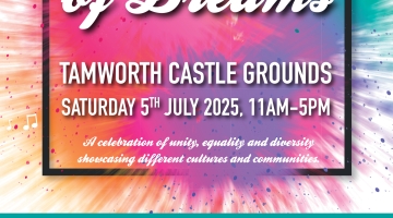 poster with splats of rainbow colour and details about an event