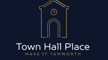Town Hall Place logo on a black background
