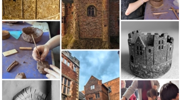 A collage of Tamworth Castle and clay